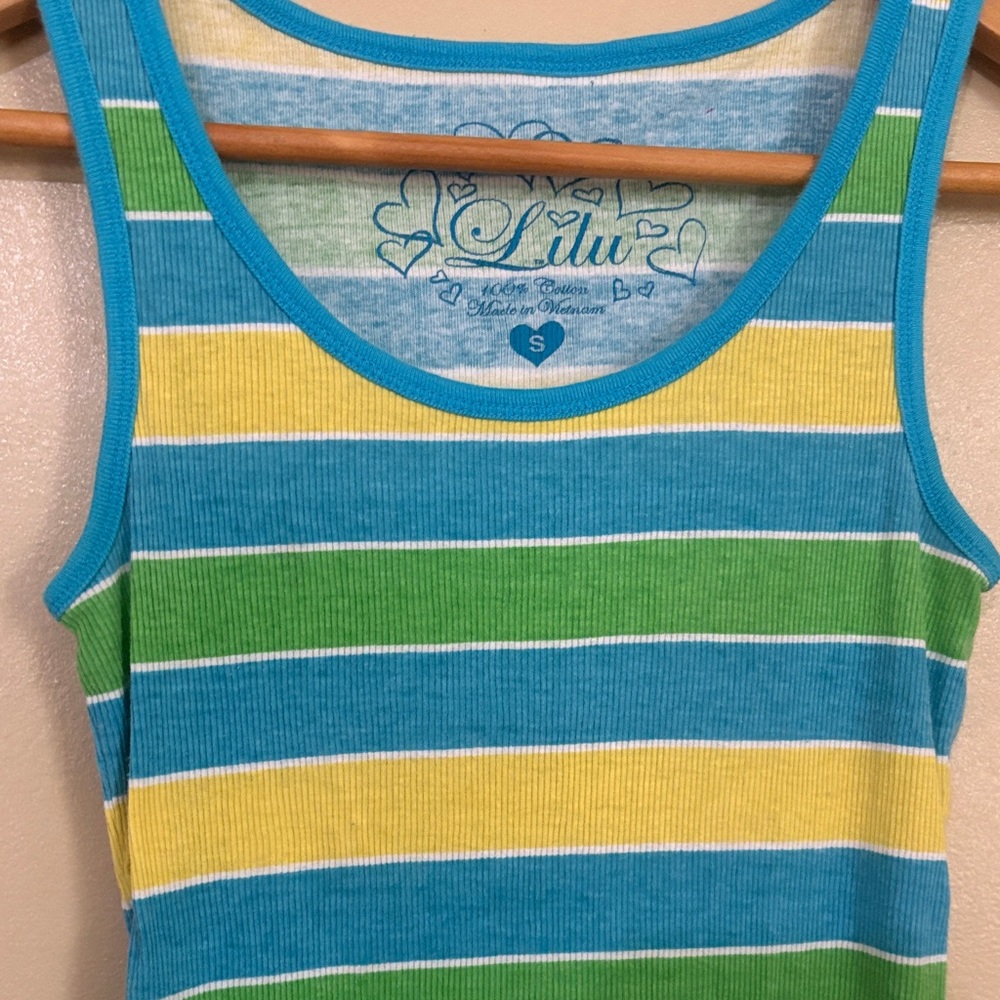 Lilu Striped Tank‎ Top - Blue, Green, Yellow